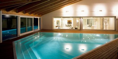Indoor Swimming Pool with Wooden Panelling