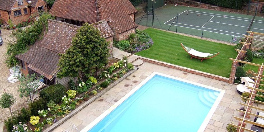 Outdoor Swimming Pool in Back Garden in Surrey
