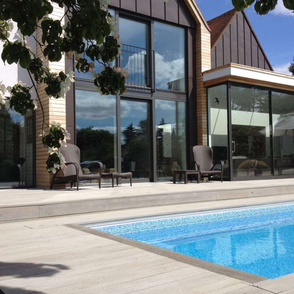 Modern Mosaic Tile Swimming Pool with Decking