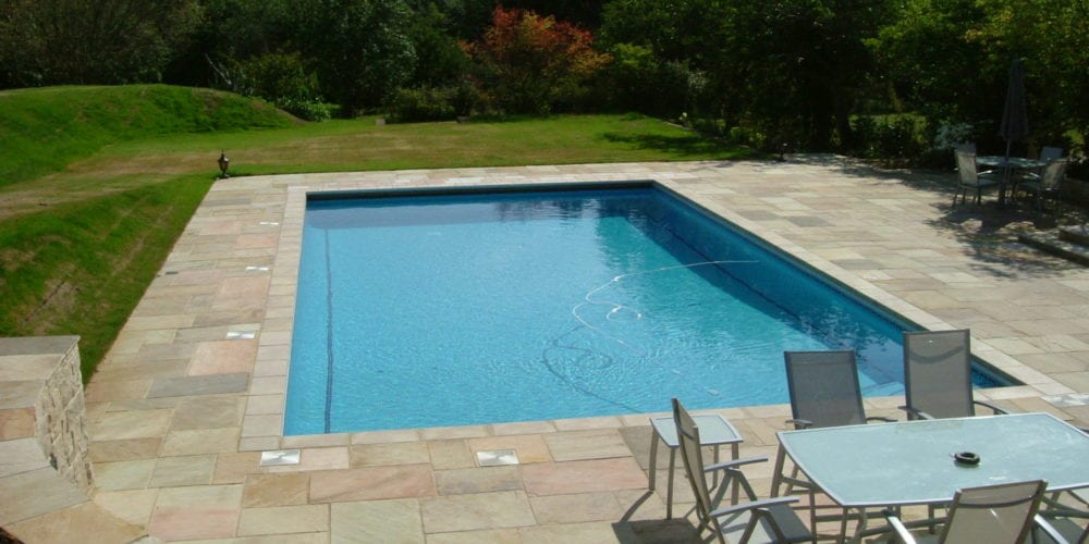 New swimming pool installation and mosaic tile