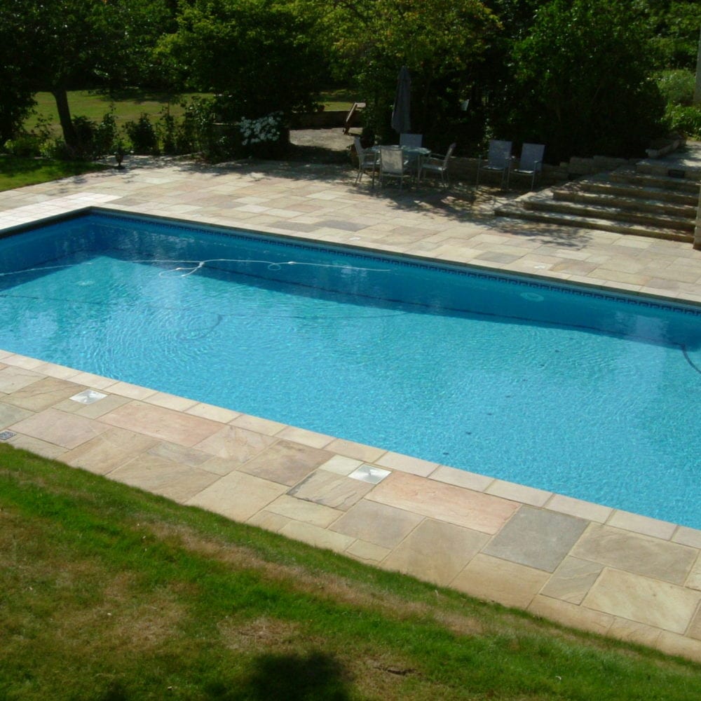 New swimming pool installation and mosaic tile